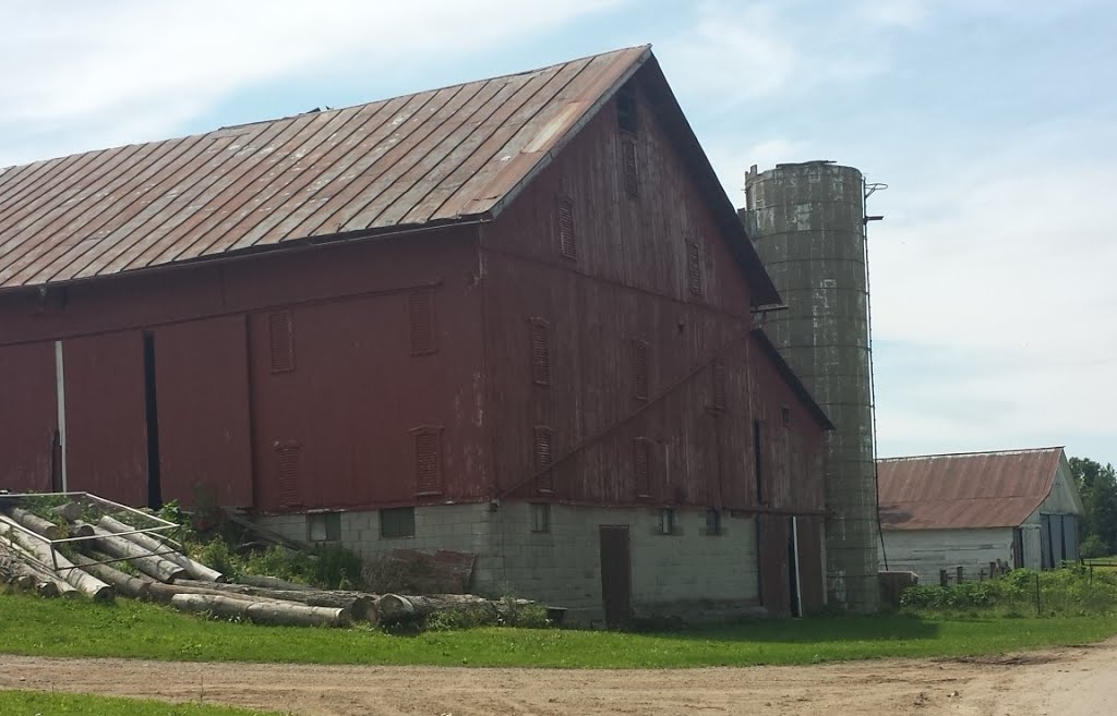 Barn with silo.
