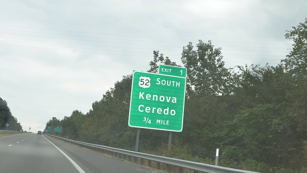 Approaching the Kenova/Ceredo Exit on Interstate 64, Eastbound