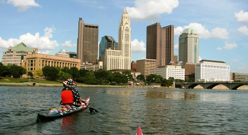 Columbus Ohio Skyline from the Scioto River 2010 - Flagship Kayak Team