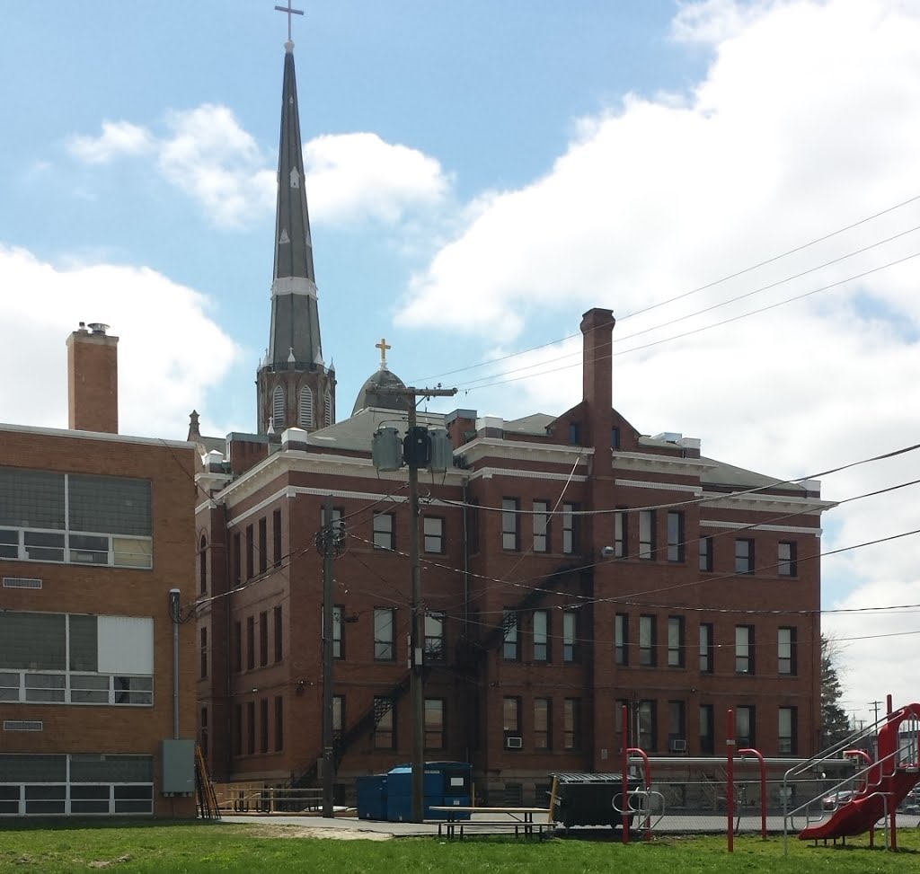 Church steeple, reaching as if to heaven.