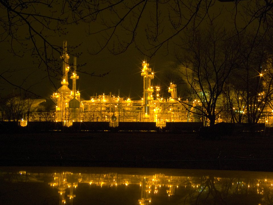Sun Oil Refinery at Night