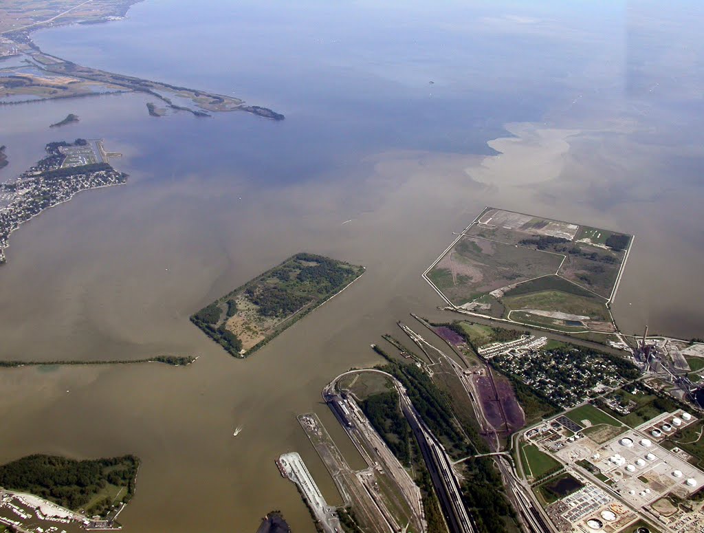 Maumee River, and its sediment, meets Lake Erie