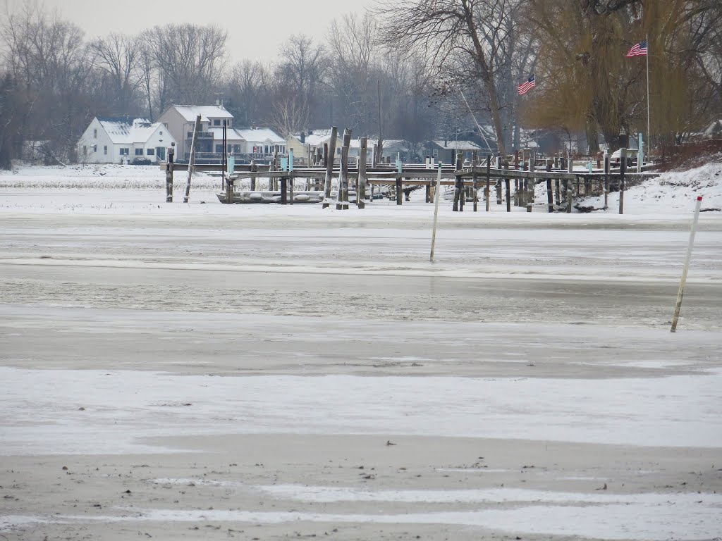 Frozen North Maumee Bay viewed from the public boat launch