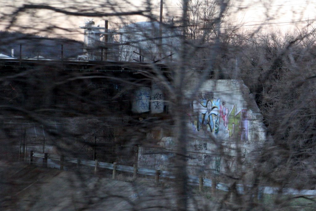 TA & others through trees (I-75 near Mitchell, St. Bernard)