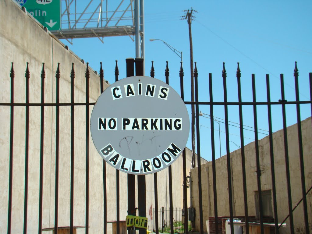 No Parking sign outside The Cains Ballroom