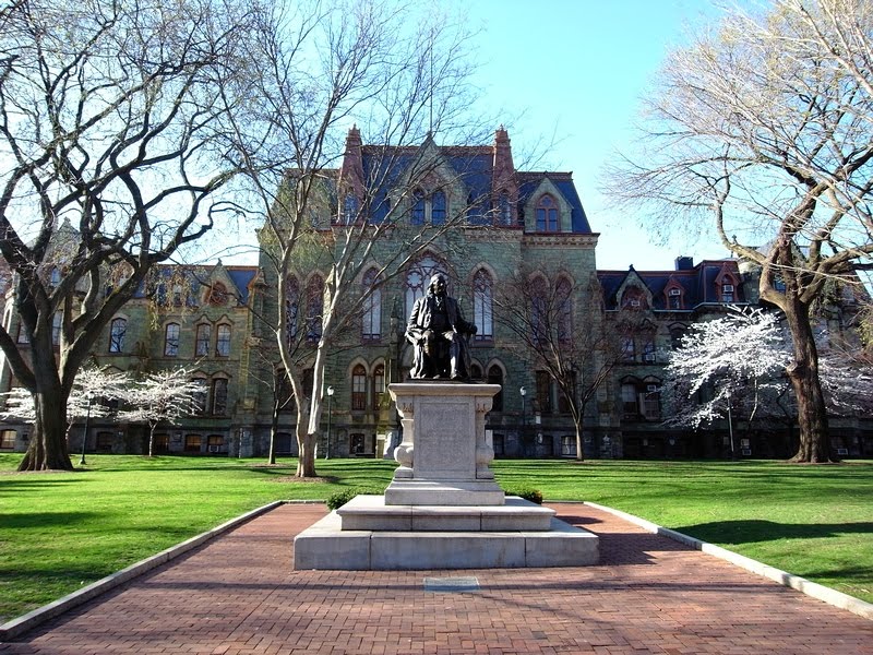 Benjamin Franklin statue - at the center of College Green