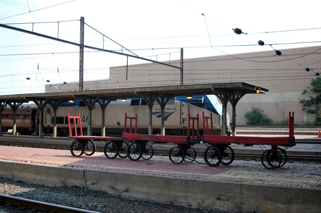 Baggage Carts on the Amtrak Station Platform at Harrisburg, PA