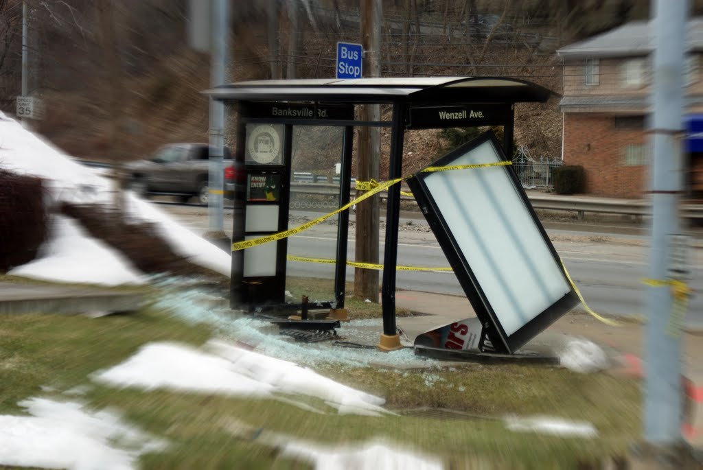 Smashed busstop