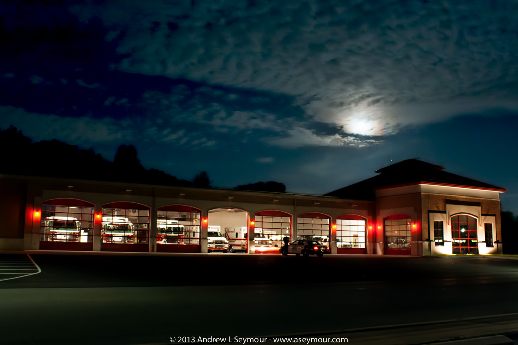 The Minquas Fire Company HQ during the Super Moon rise