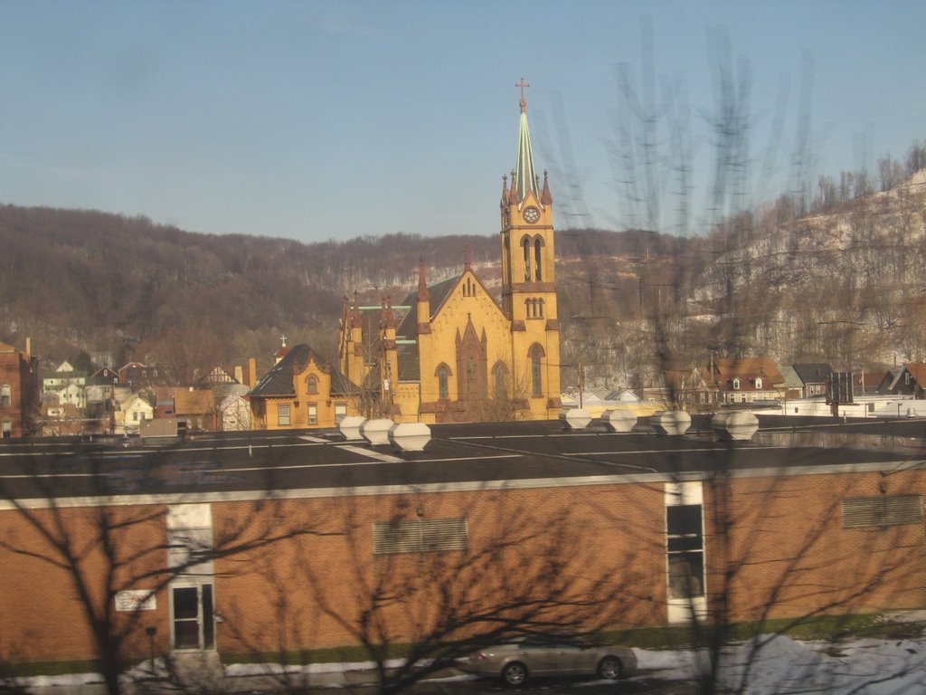 Immaculate Conception R.C. Church in Johnstown from Amtrak