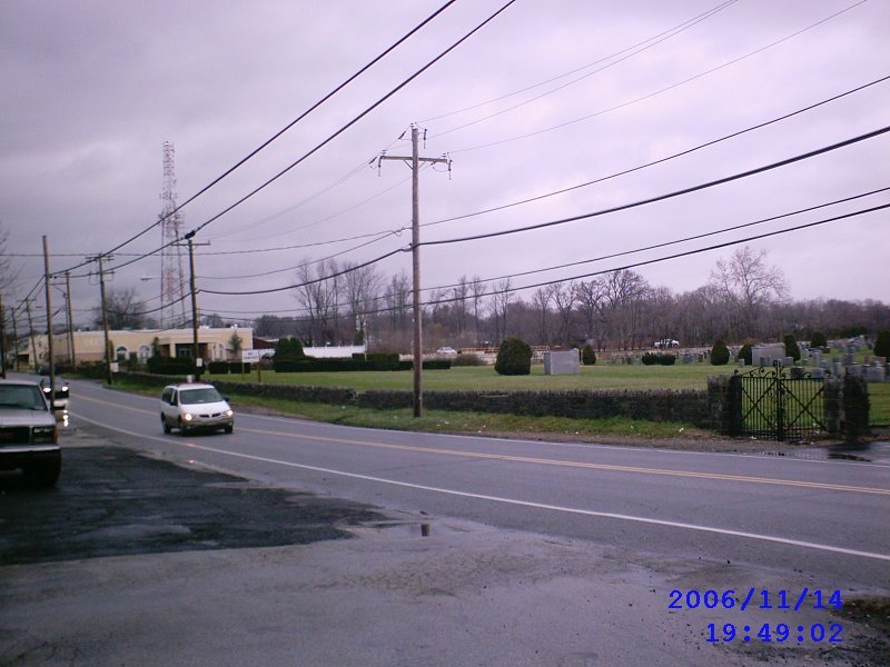Corner of Academy Ave and Oak Lane, facing north, and Mt Lebanon Cemetary