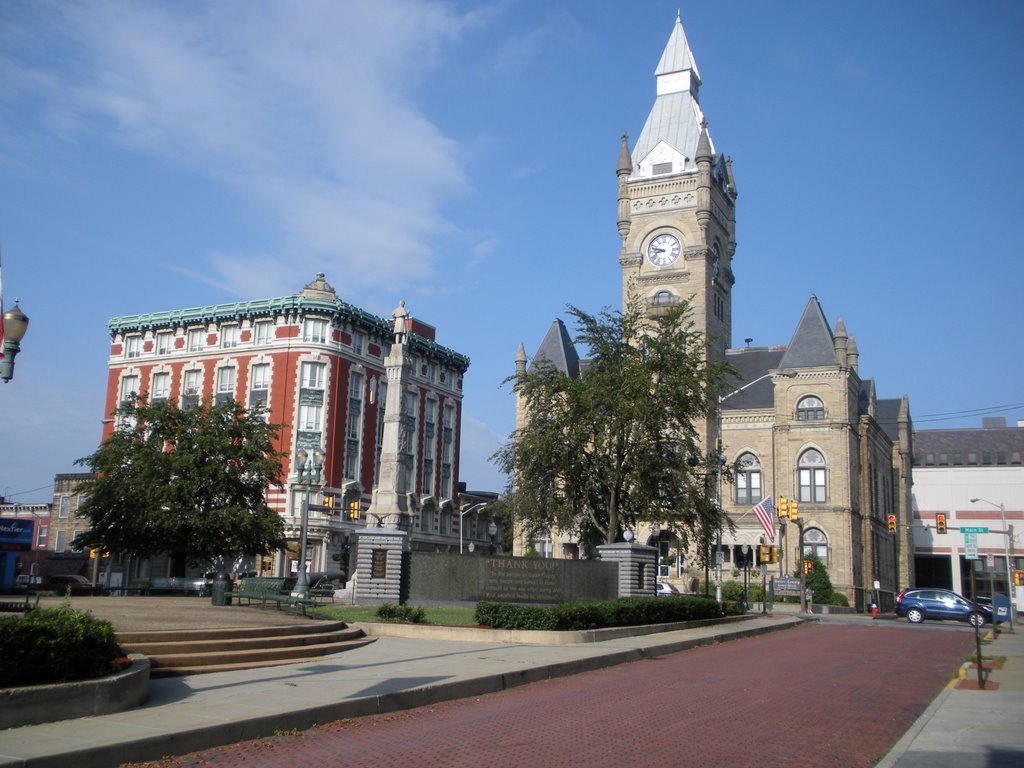 Lafayette Apartments & Butler County Courthouse across Diamond Park - Butler, PA