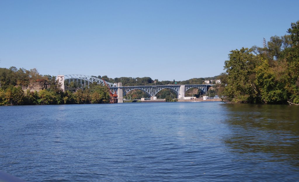 MMcKees Rocks Bridge from the back channel of the Ohio River behind Brunots Island.