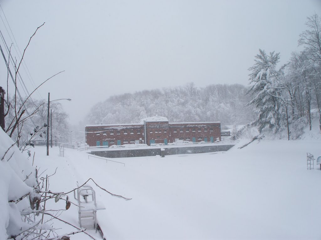 Dormont Pool in blizzard
