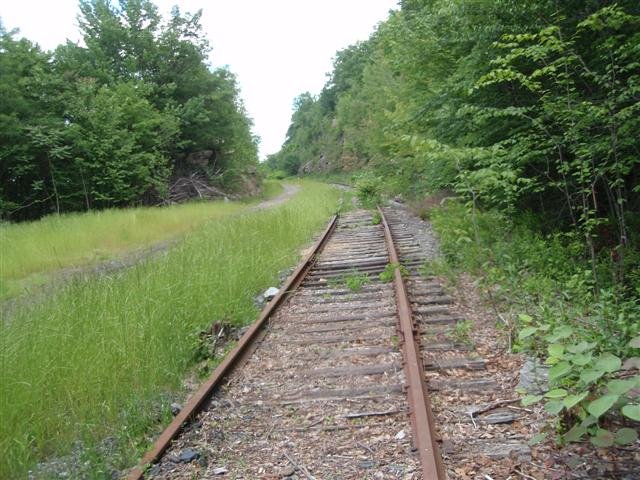 Erie Railroad tracks in rock cut