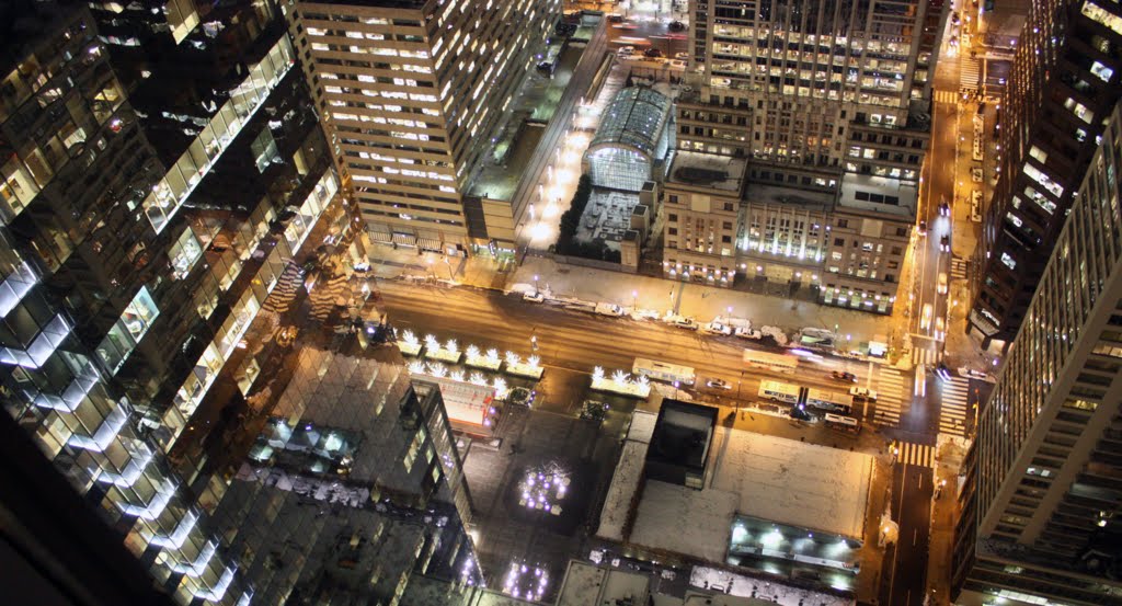 Night view of 18th St and JFK Boulevard, Philadelphia from 1717 Arch Street