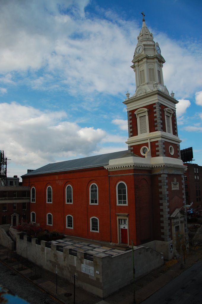 St. Augustine RC Church from Ben Franklin Bridge Walkway