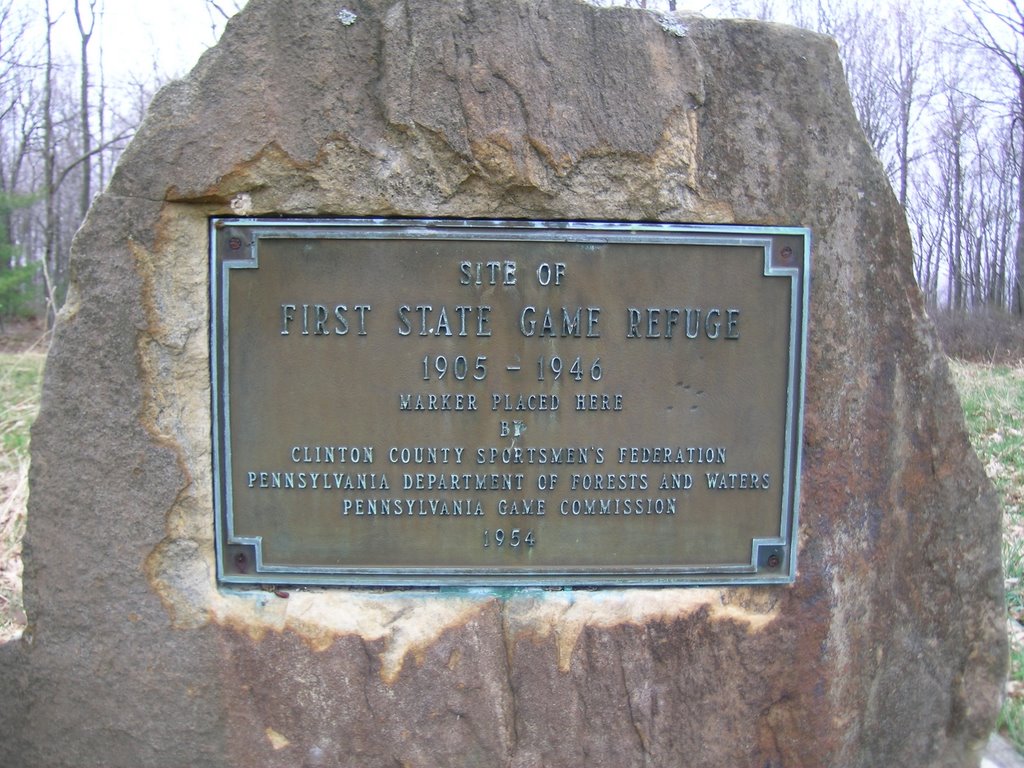 Memorial to First State Game Refuge in Clinton Co., PA