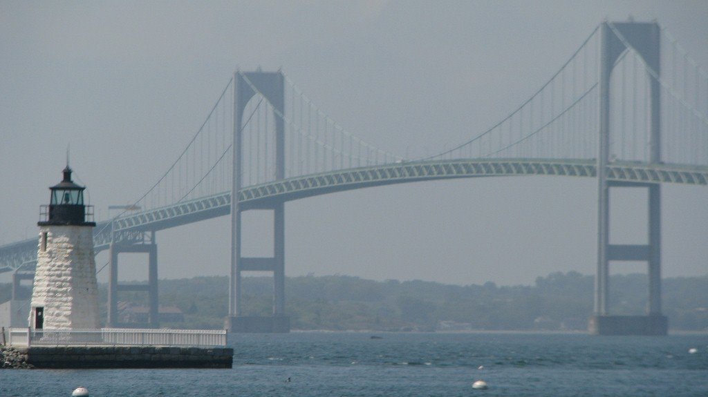 Goat Island Lighthouse and Newport Bridge
