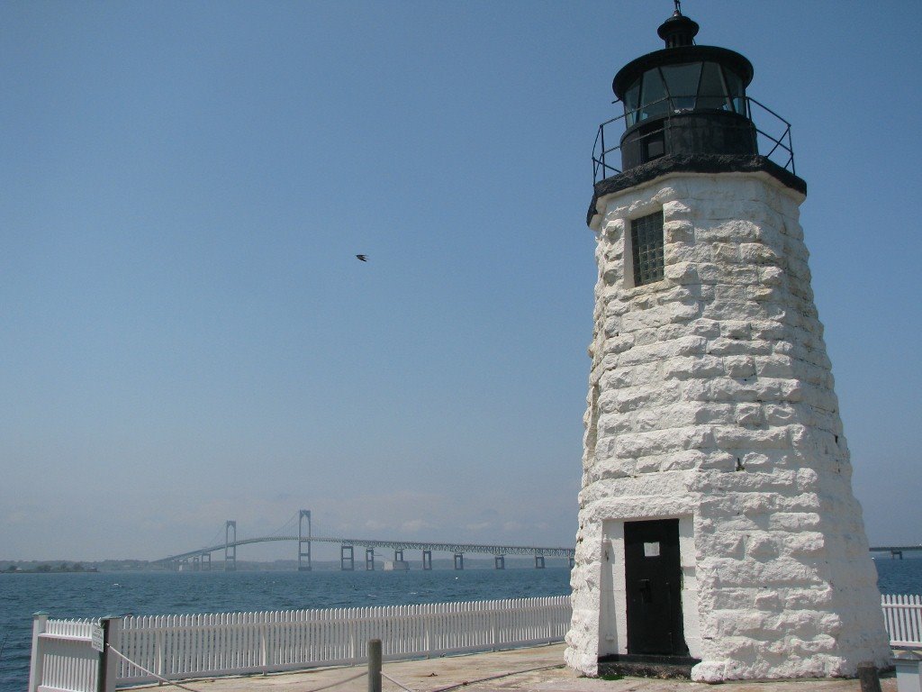 Goat Island Lighthouse and Newport Bridge
