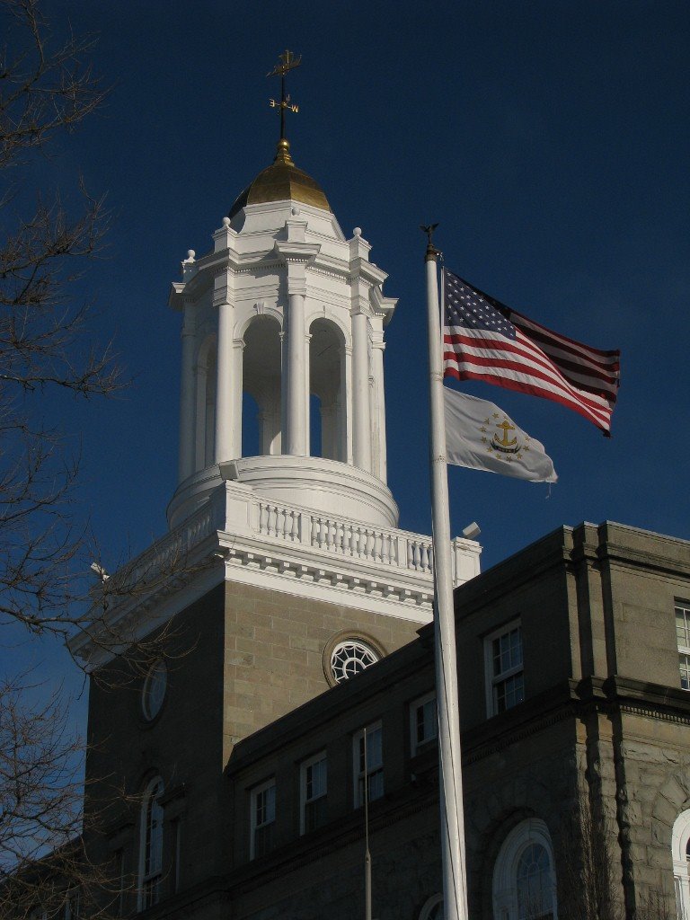 Newport City Hall and Flags