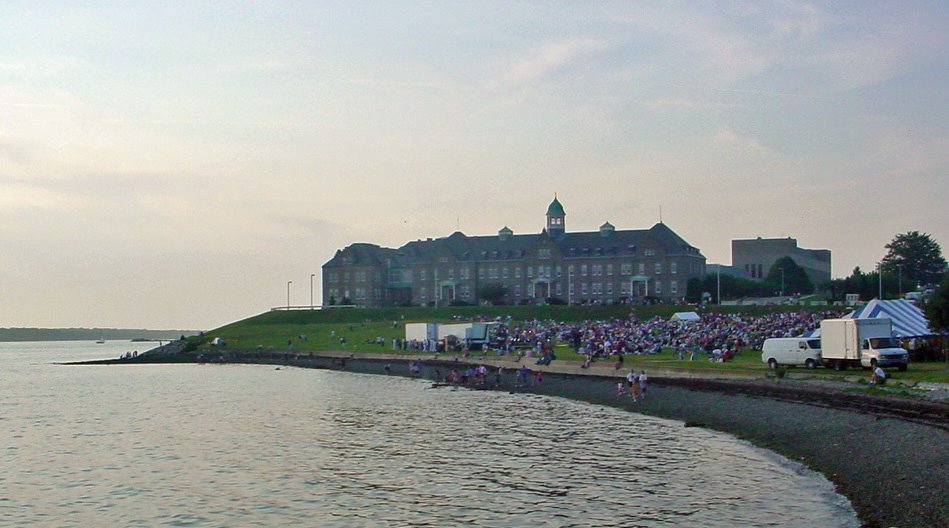 Fireworks viewers at Newport Naval Base