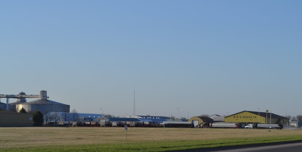 Trucks waiting for loads.