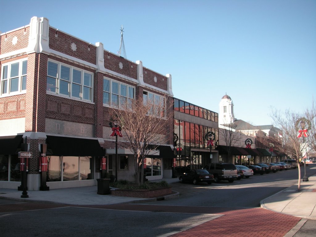 Evans Street in Greenville - Jefferson Bldg and Pitt County Courthouse