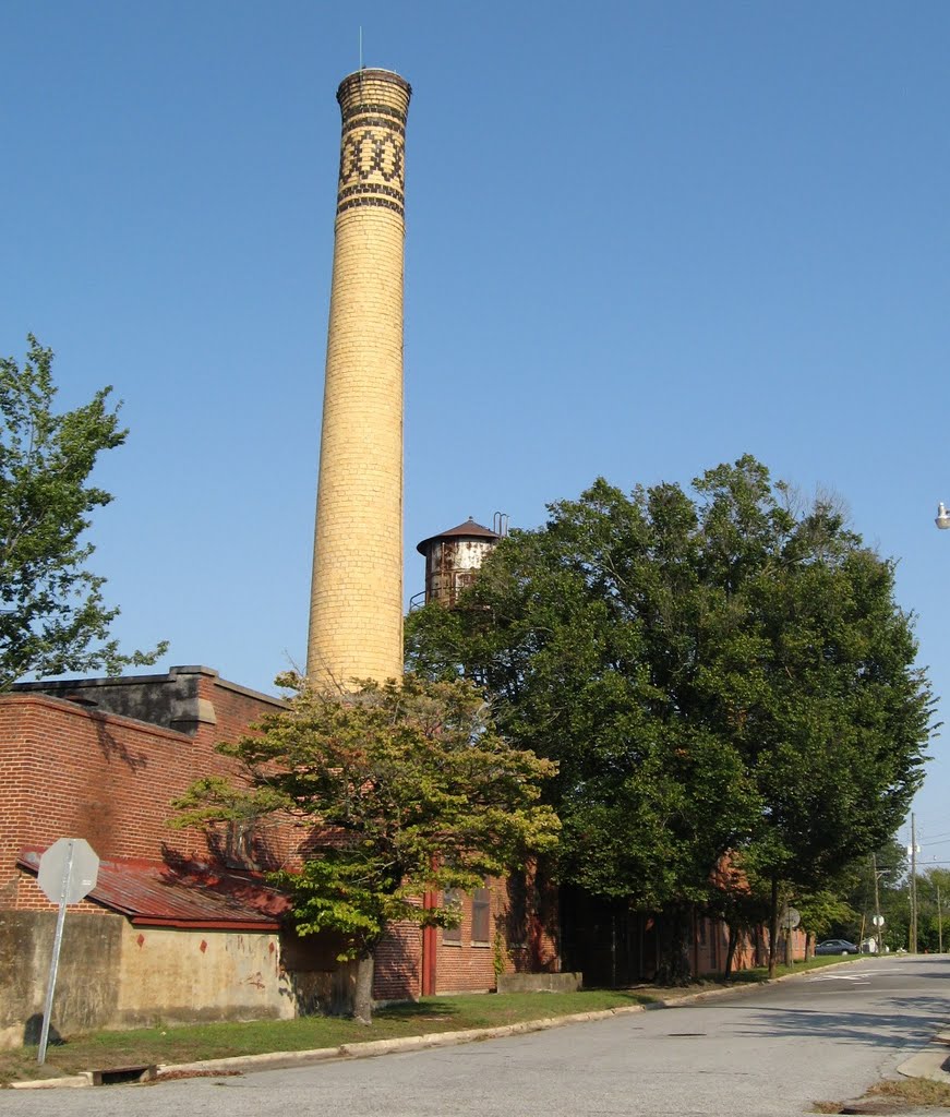 Smokestack in tobacco district, Greenville, NC