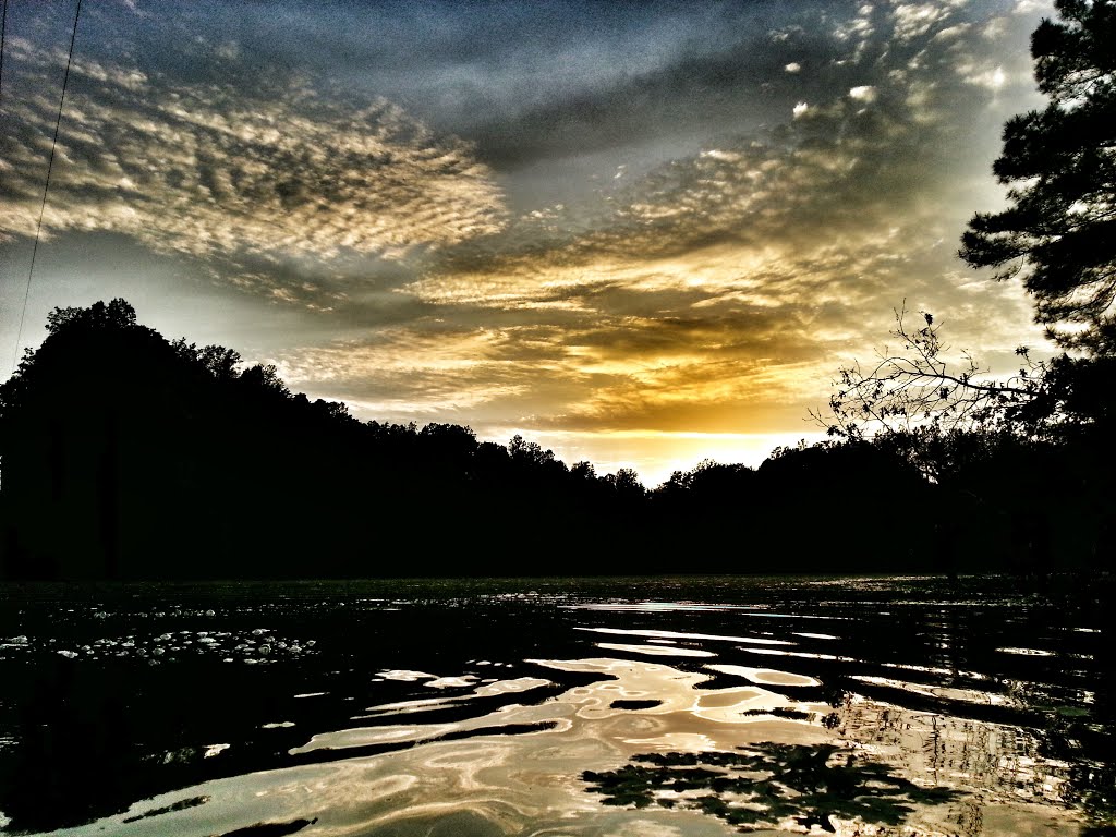 Fishing at sunset.