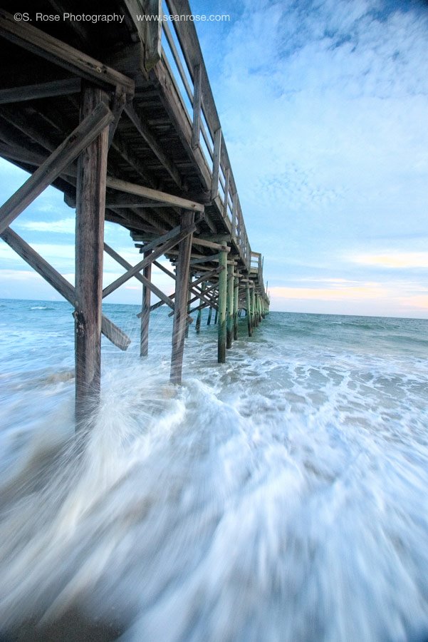 Below the pier at Holden Beach, NC