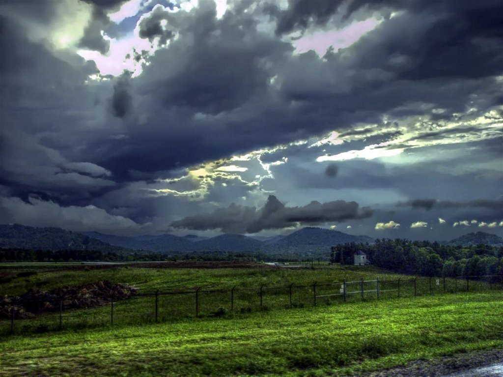 Sun and clouds over Asheville Airport