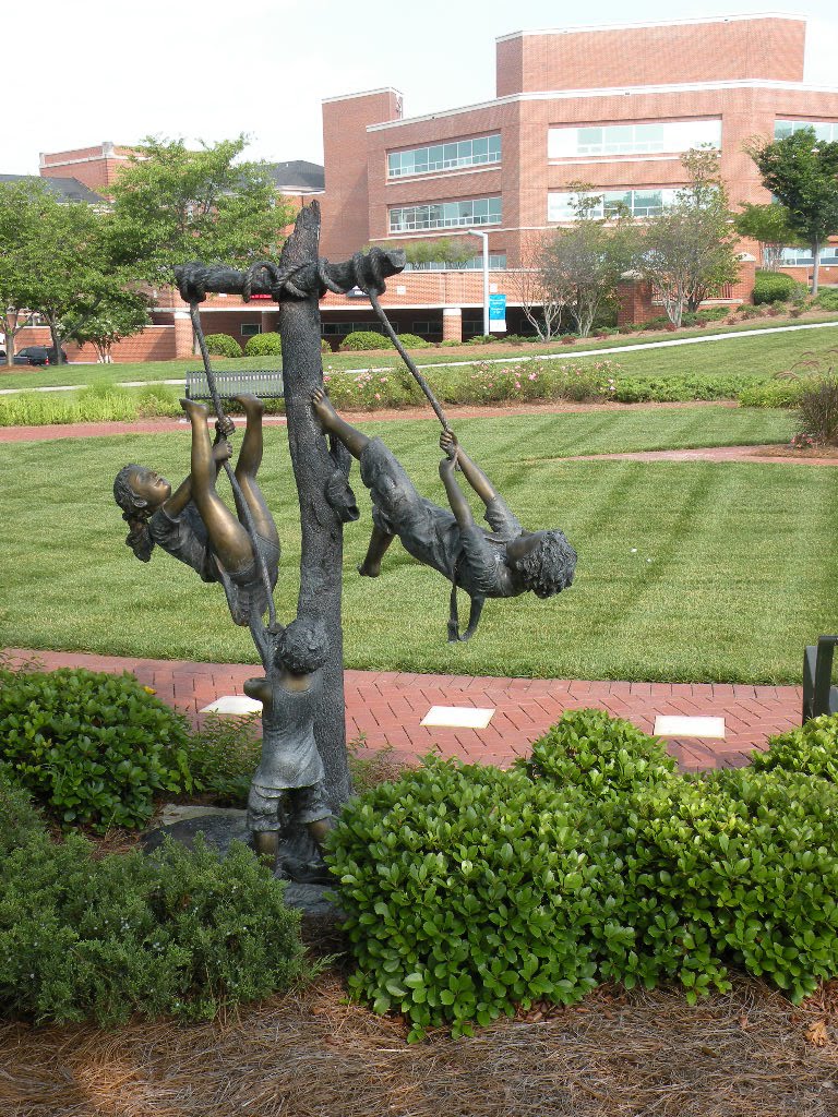 Statue in front of Jeff Gordons Childrens Wing of hospital