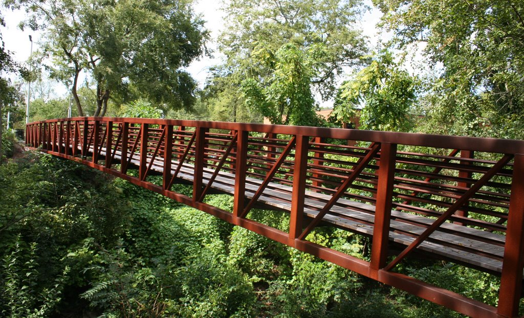 Pedestrian bridge in the Linear Park as it spans Cross Creek