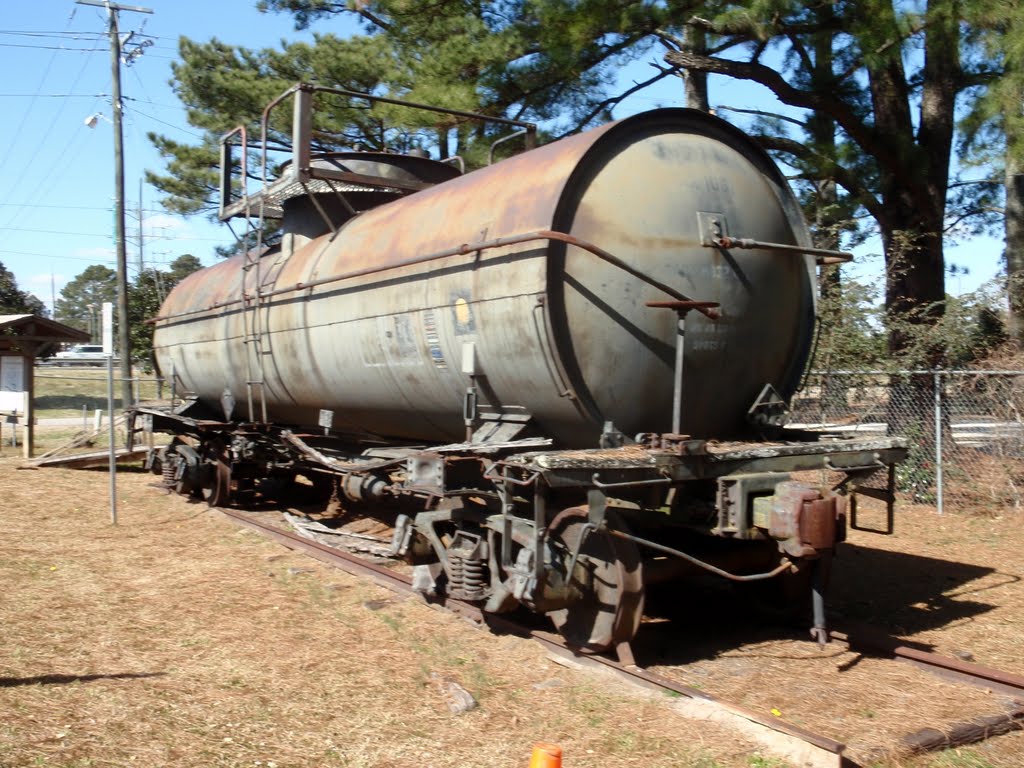 stranded tanker rail car at the Fayetteville Fire Department training tower facility, 2-27-10