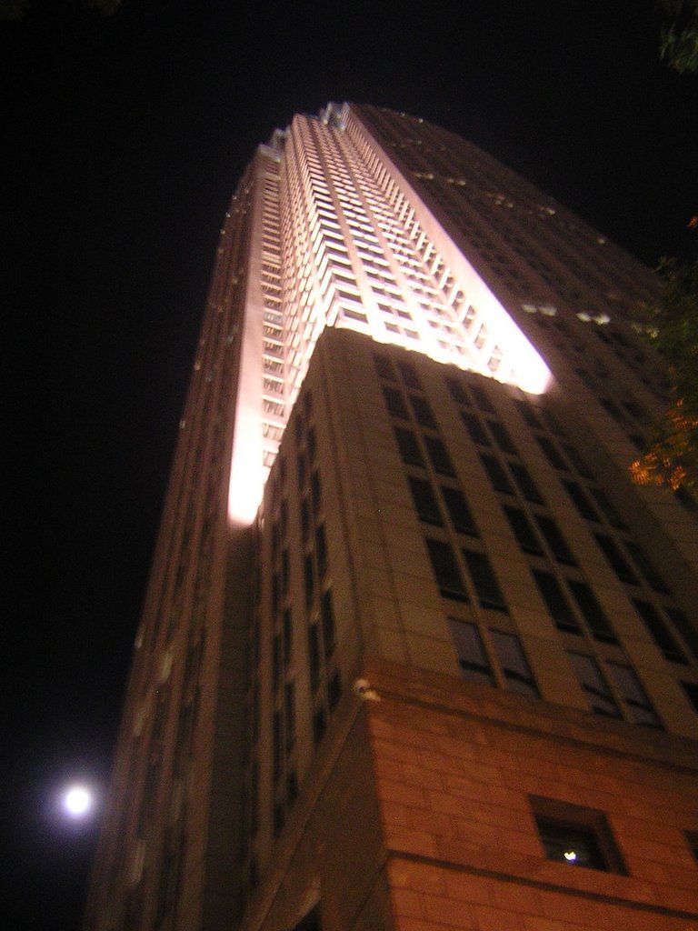 Underneath Bank Of America At Night, With Full Moon, 11-8-2008