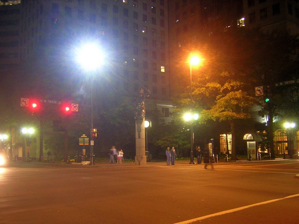 Trade Street At Tryon Street, Uptown Charlotte At Night, 11-8-2008