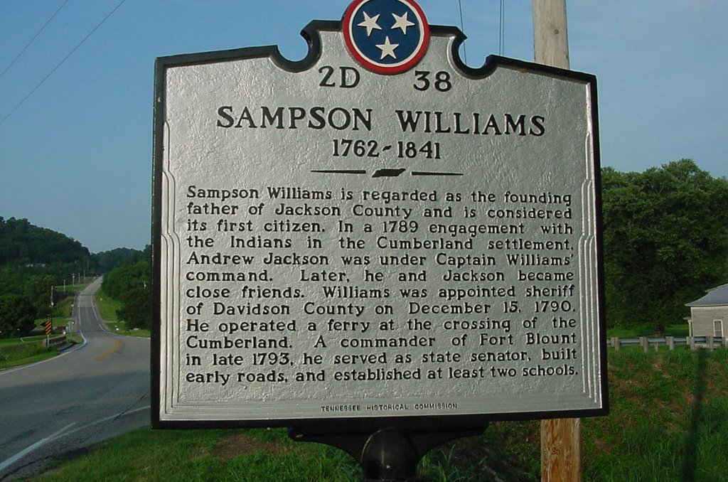 Historical Marker for Samson Williams, founding father of Jackson County , Tenn.