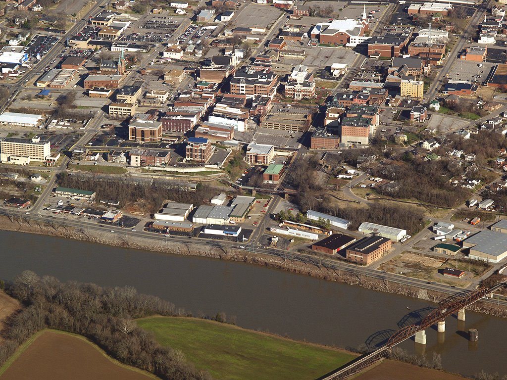 Clarksville, Tennessee - Downtown Aerial View