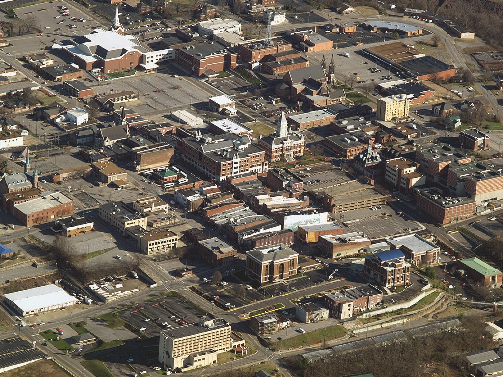Clarksville, Tennessee - Downtown Aerial View