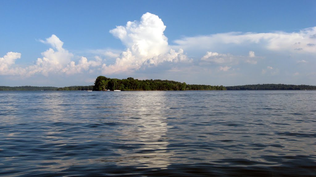 Percy Priest Lake, 6-20-10, Looking South at Ponderosa Island from the Long Hunter State Park area.