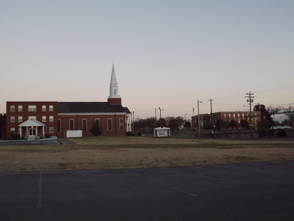 Church and Courthouse in the evening