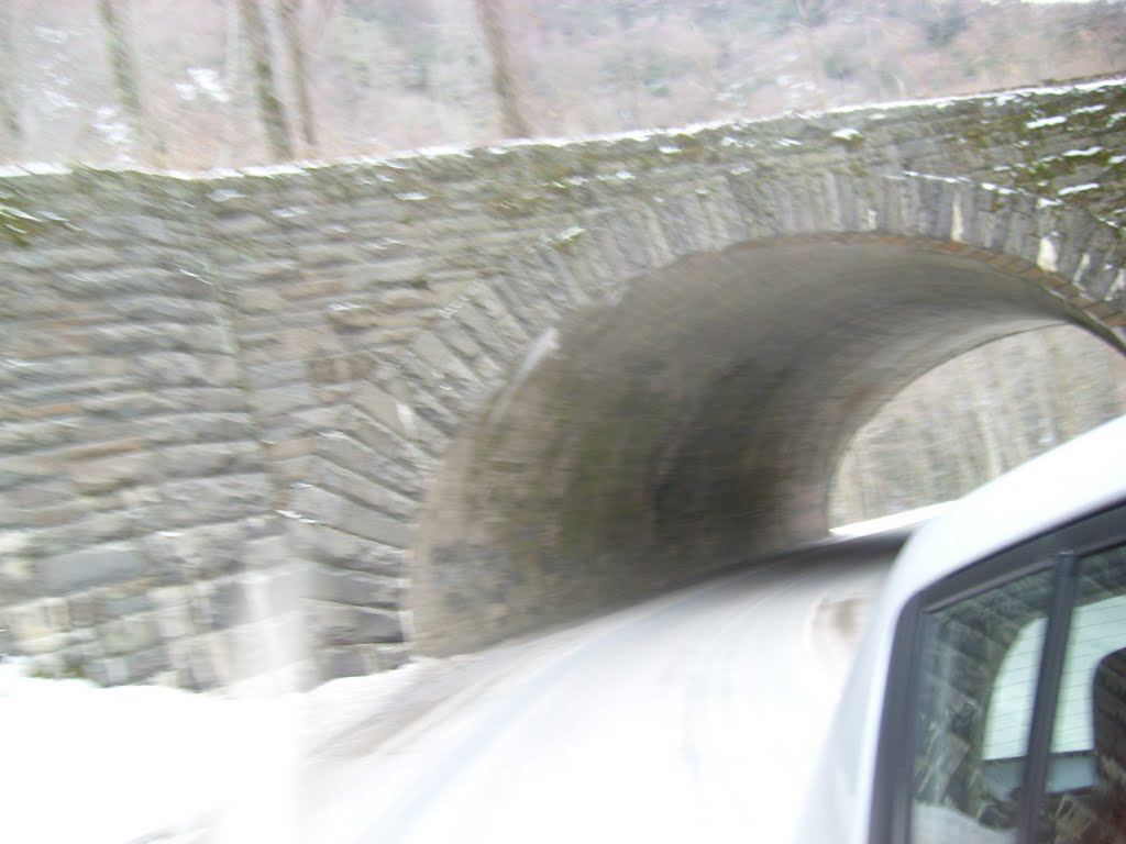 Snowy Road under the Bridge