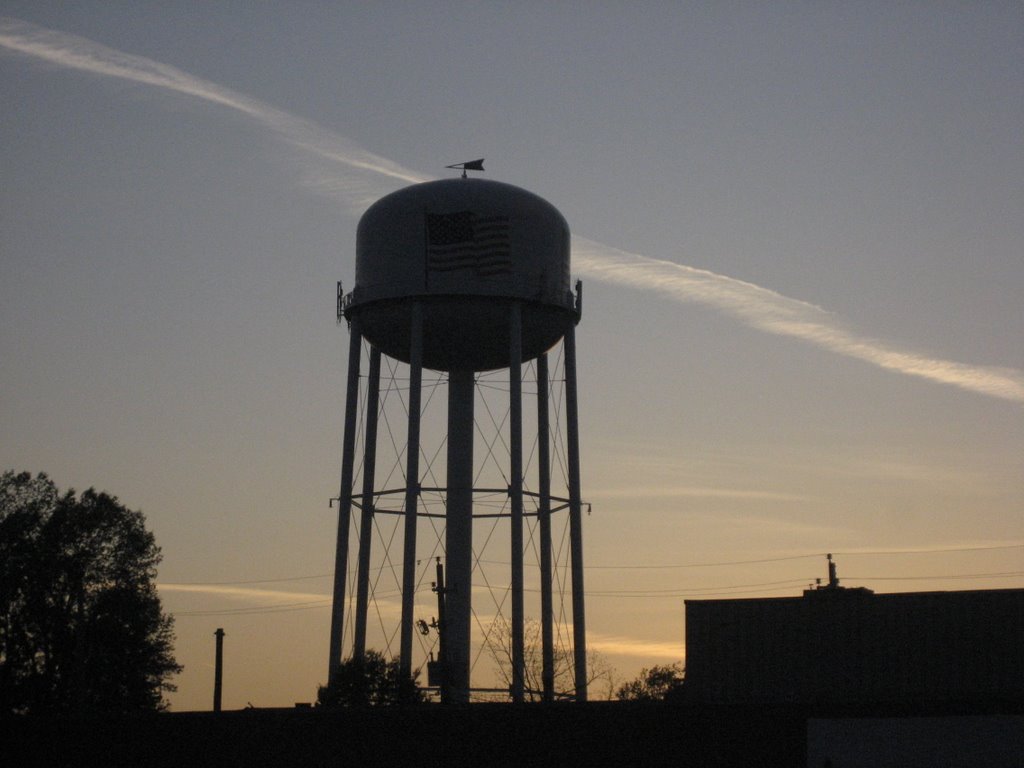 Millington watertower in the sunset.