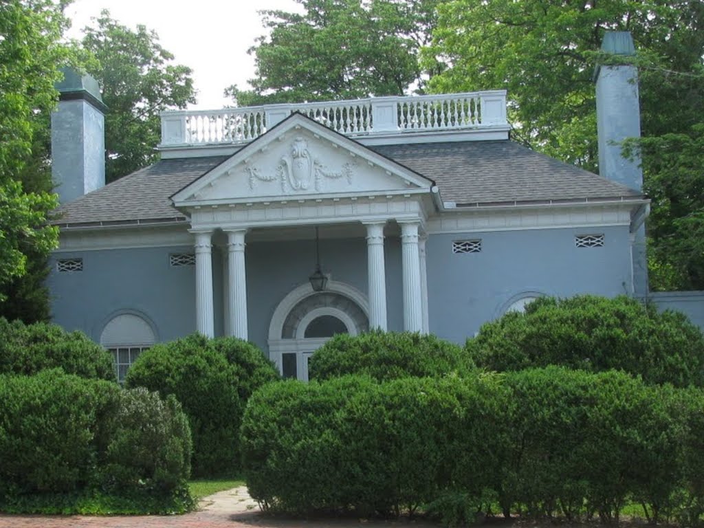 Grand Southern Antebellum Design Howard Hughes era dream house with large Boxwoods along North Main Street, Greeneville, TN