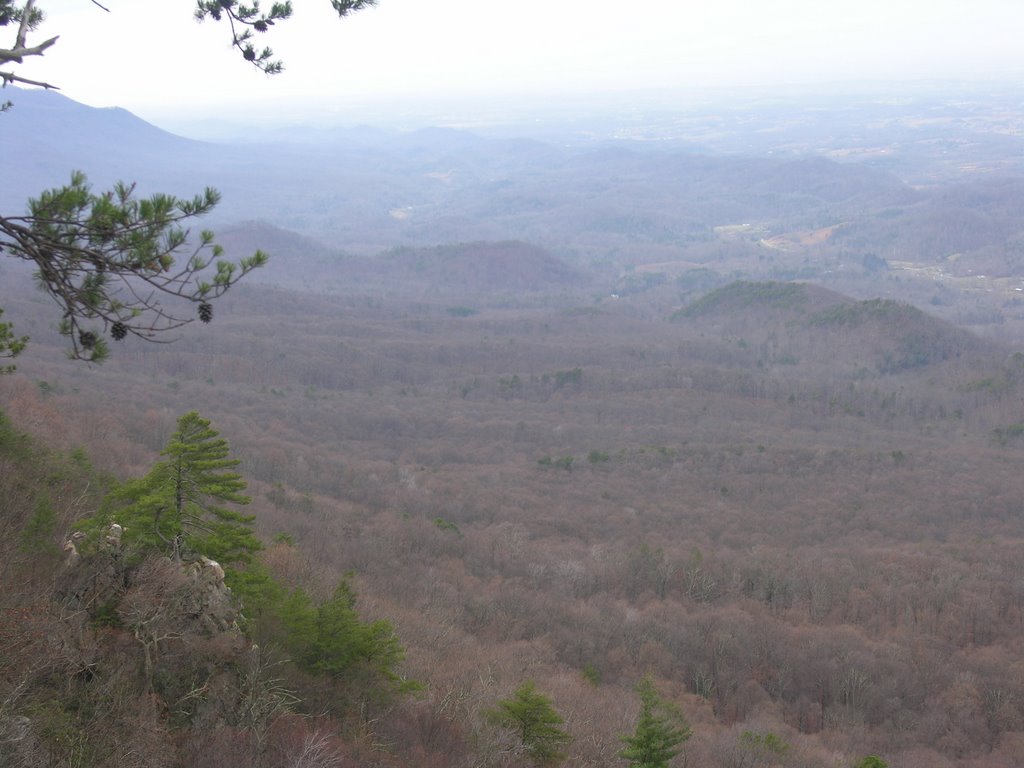 View from Chillhowie Mountain, the chimneys at bottom left