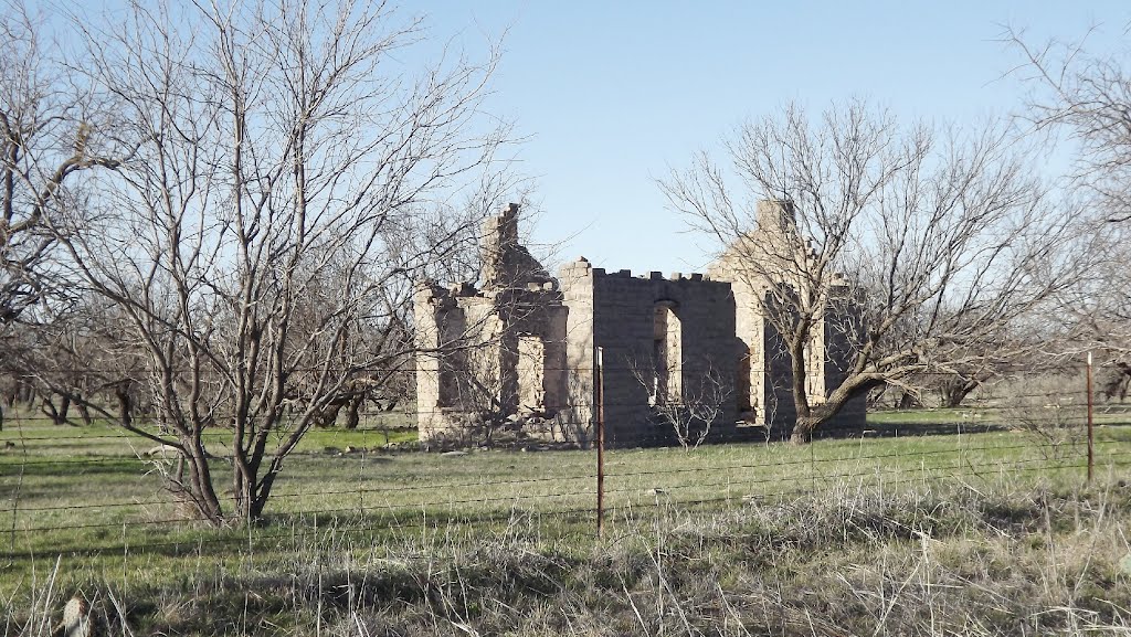 Remains of stone building at old Belle Plain TX. Feb. 2012.