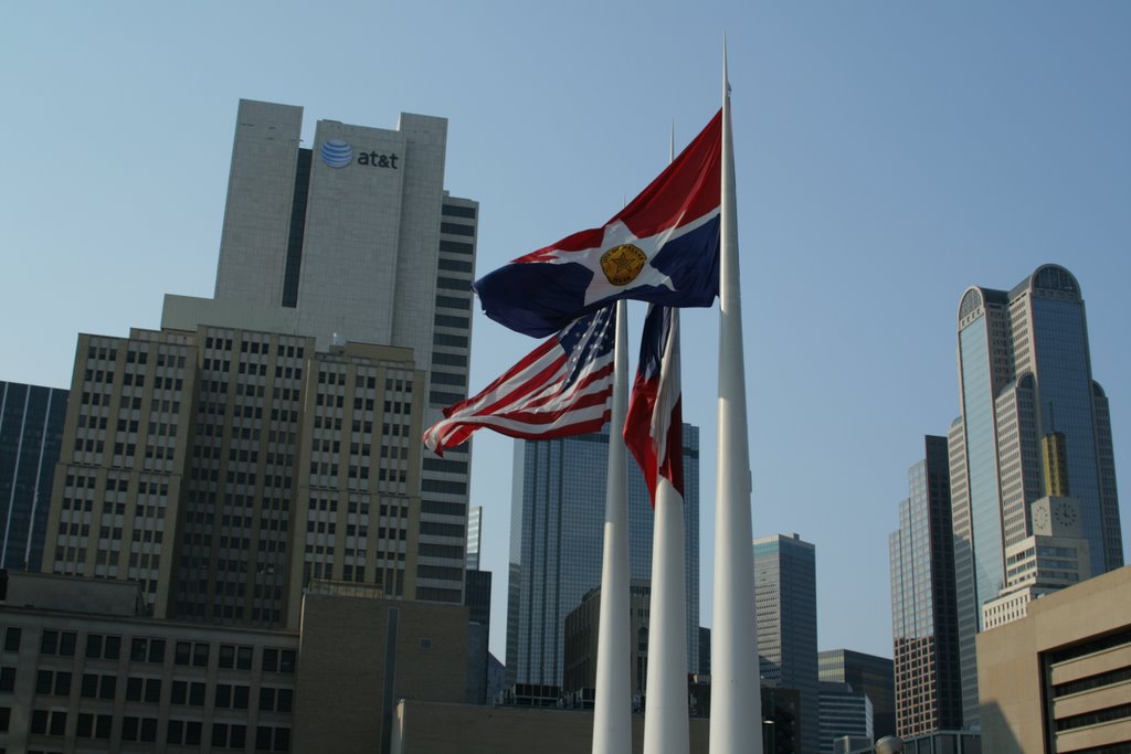 Flag of Dallas in front of City Hall.