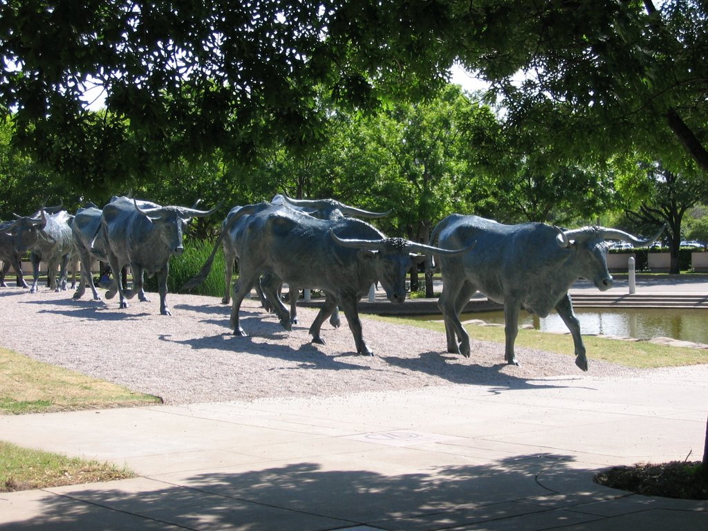 Bronze cattle sculpture in Pioneer cemetery