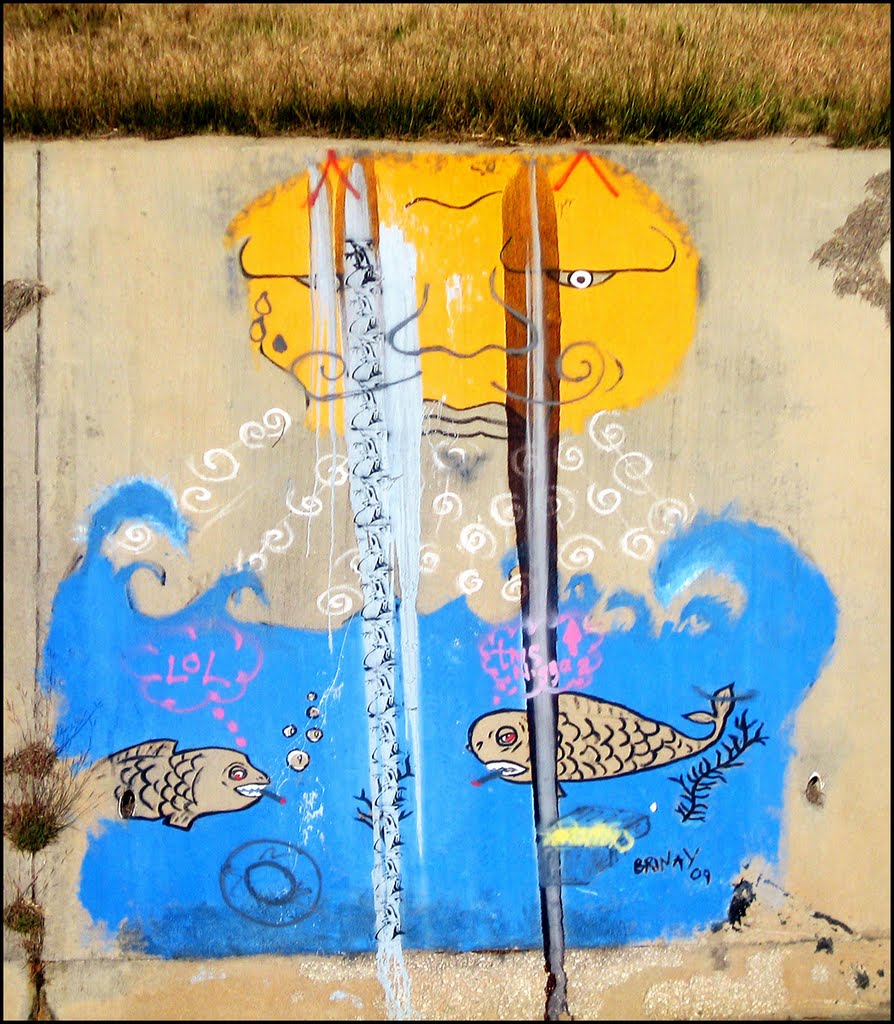 Graffiti on Wall of Drainage Ditch